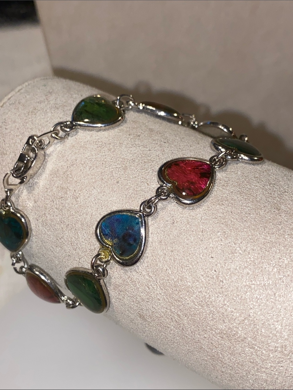 Multi-Color Heart Link Bracelet
